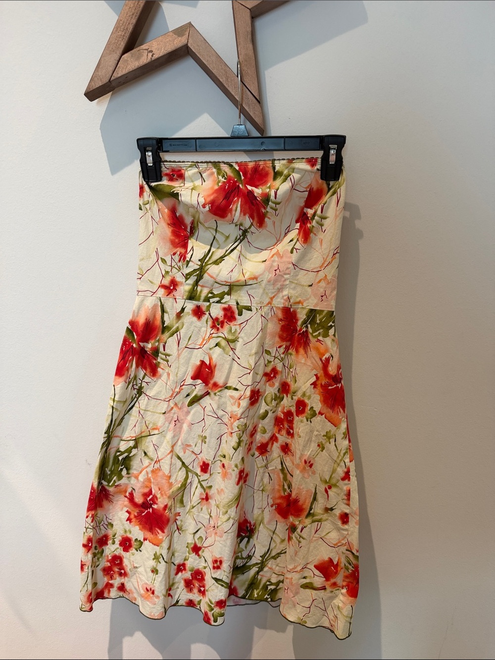 Wet Seal Strapless Floral Dress in Red & Cream